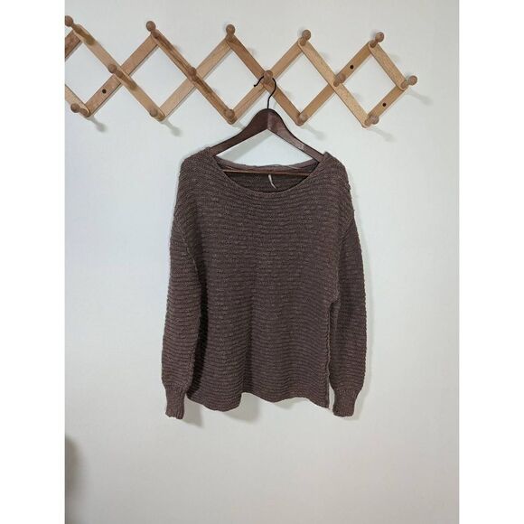 Free People Mauve Knit Scoop Neck Oversized Sweater Size XS - Picture 1 of 5